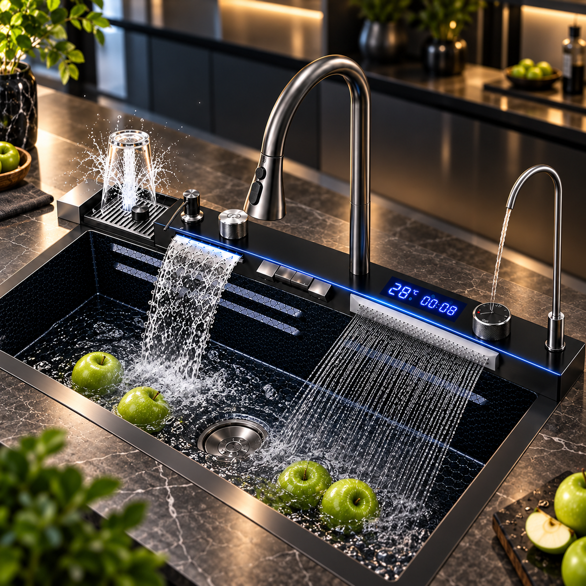 Chiuveta Inteligenta Multifunctionala 4-in-1 Cu Afisaj Digital Temperatura