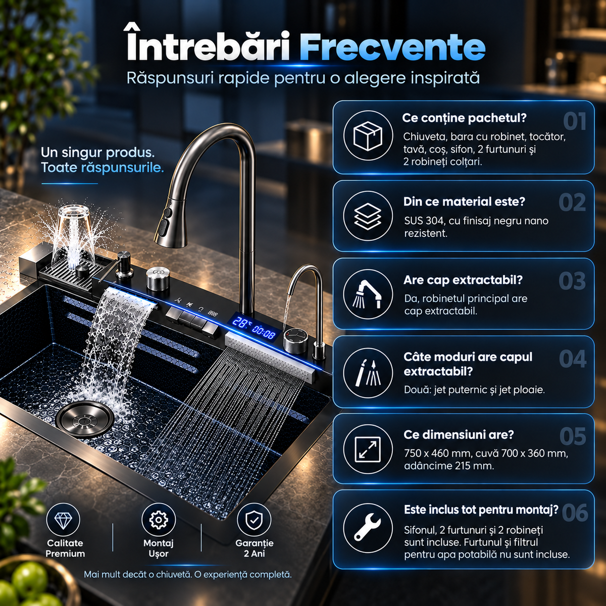 Chiuveta Inteligenta Multifunctionala 4-in-1 Cu Afisaj Digital Temperatura