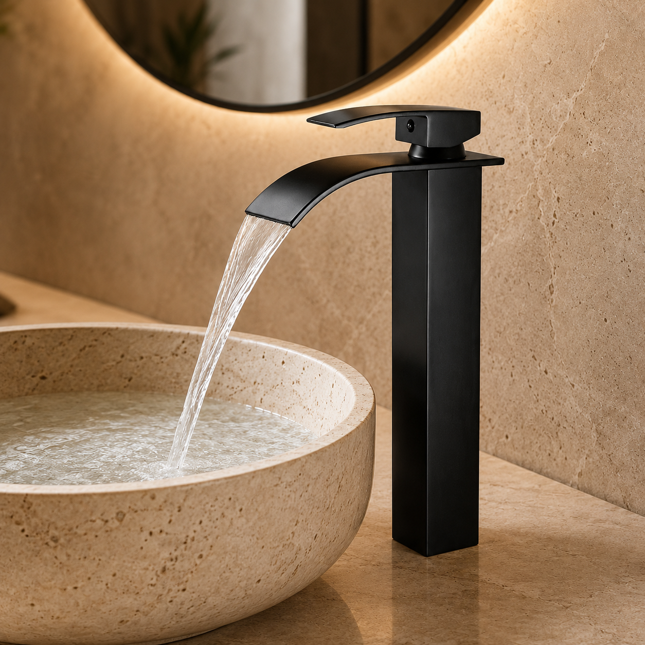 Baterie Chiuveta Baie, Tip Cascada, Neagra 30CM