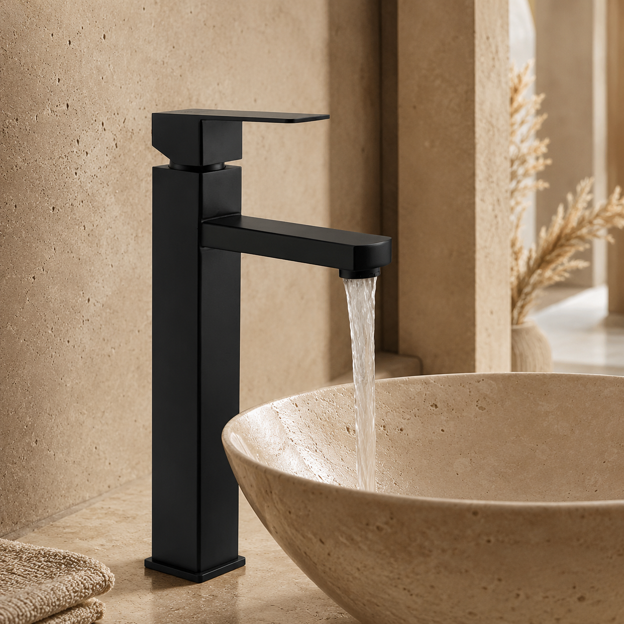 Baterie Chiuveta Baie, Otel inoxidabil,Negru Mat, 30 cm
