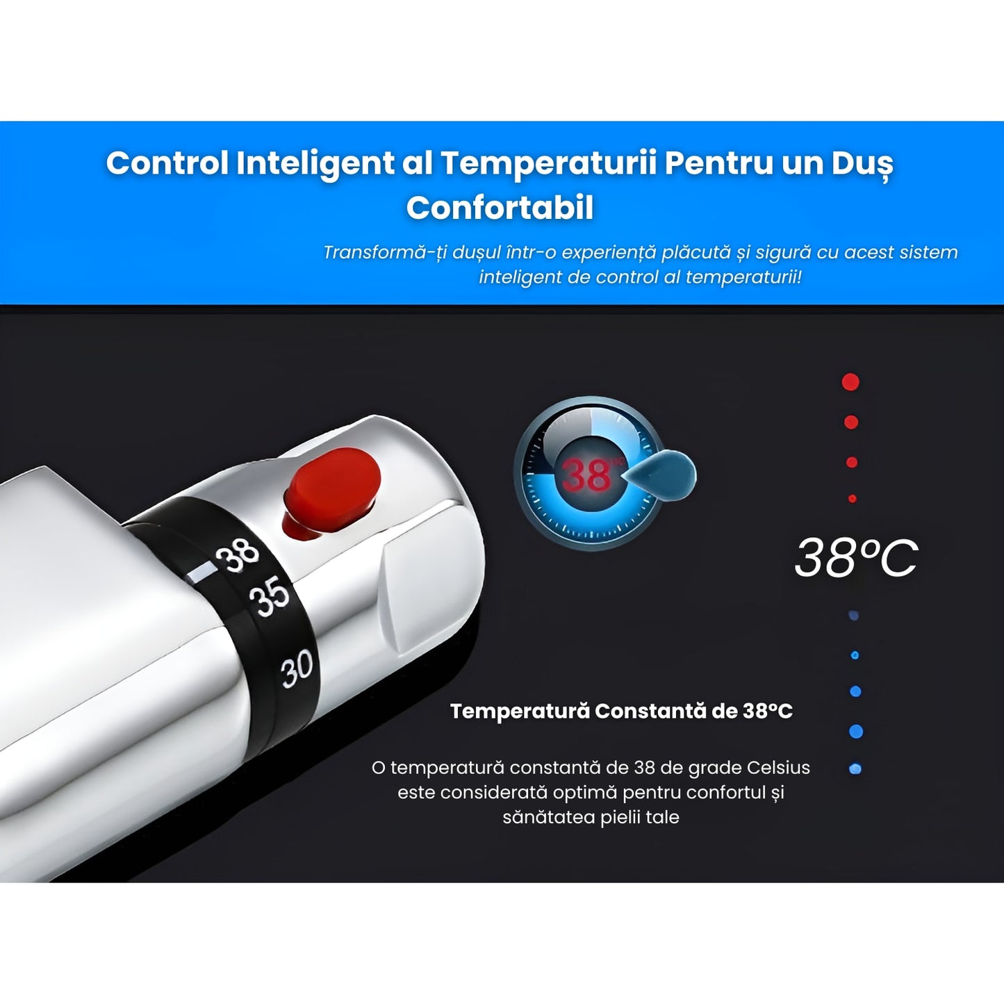 Baterie Cada Cu Termostat,Alama, Control al Temperaturii la 38°C, Protectie Anti-Oparire