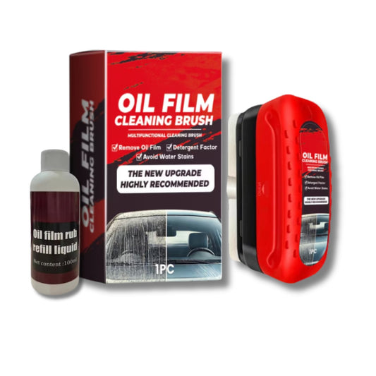 Perie Curatare Geamuri Si Parbriz Auto Cu Rezervor Detergent Si Rezerva Ulei Inclusa, Degresare Ulei Si Murdarie, Anti-Reflexie,Utilizare Interior Exterior