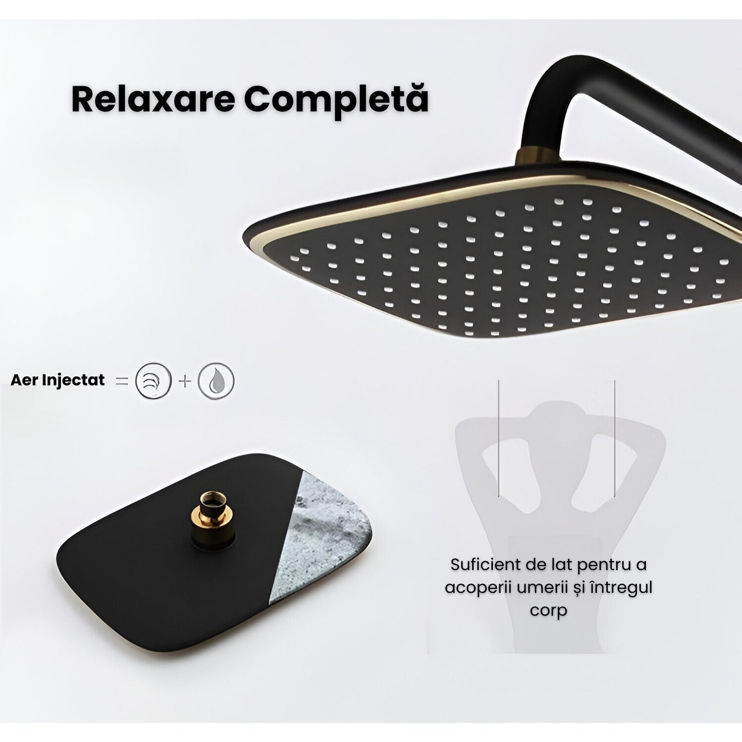 Coloana de Dus Smart,3 Moduri de Pulverizare, Tehnologie de Pulverizare cu Aer, Lumini LED,Auriu Intens Cu Negru