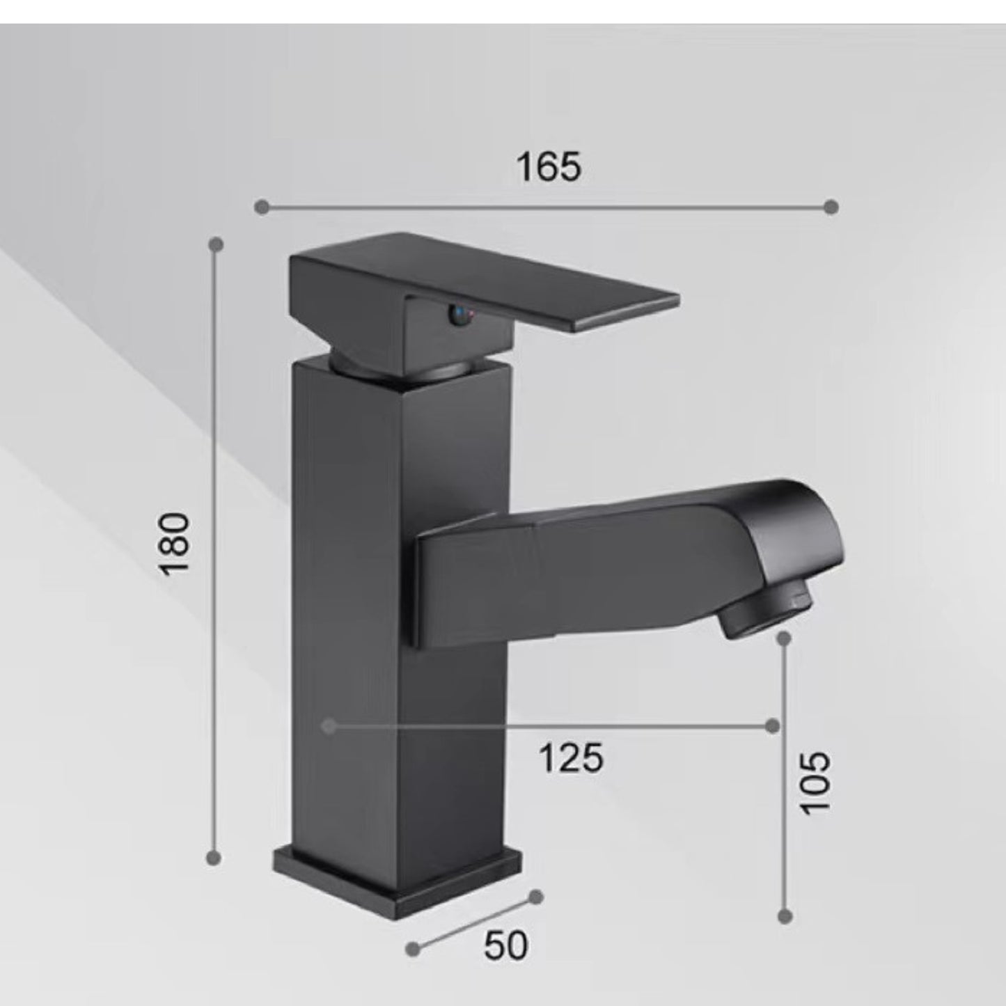 Baterie Chiuveta Baie, Pipa Extracabila, Monocomanda, Design Minimalist, Racorduri incluse, Otel Inoxidabil,Negru, 18 CM