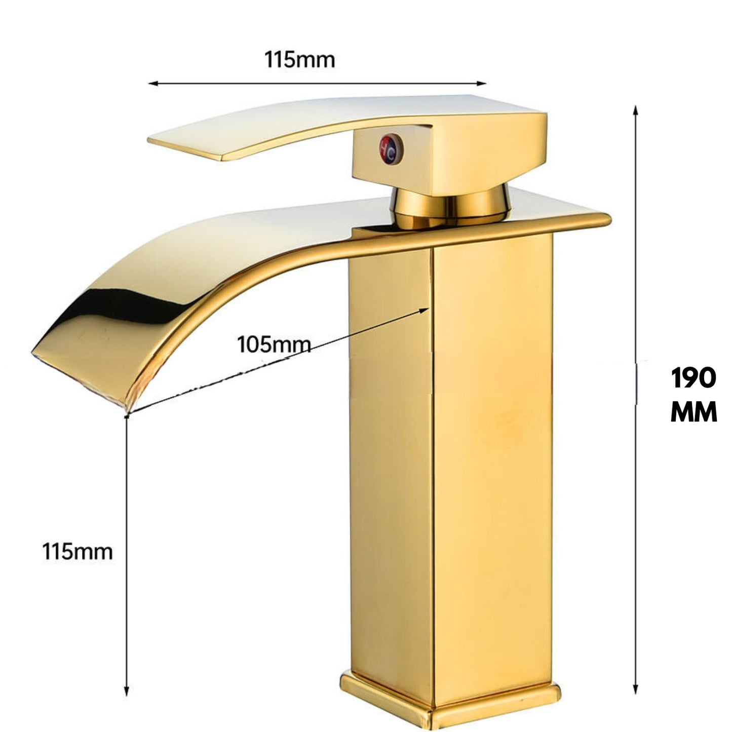 Baterie Chiuveta Baie, Tip Cascada, Monocomanda,Racorduri incluse, Otel Inoxidabil,SMARTGADGETS C&A, Auriu, 19 CM