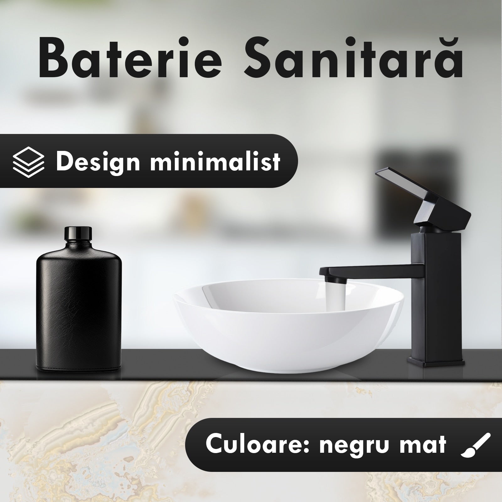 Baterie Sanitara, 19 cm, Otel Inoxidabil