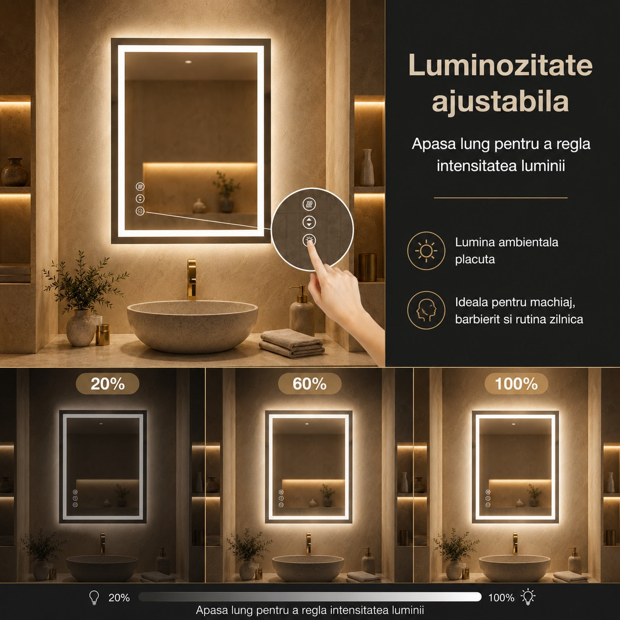 Oglinda LED Baie Smart 60x80 cm - continut pachet
