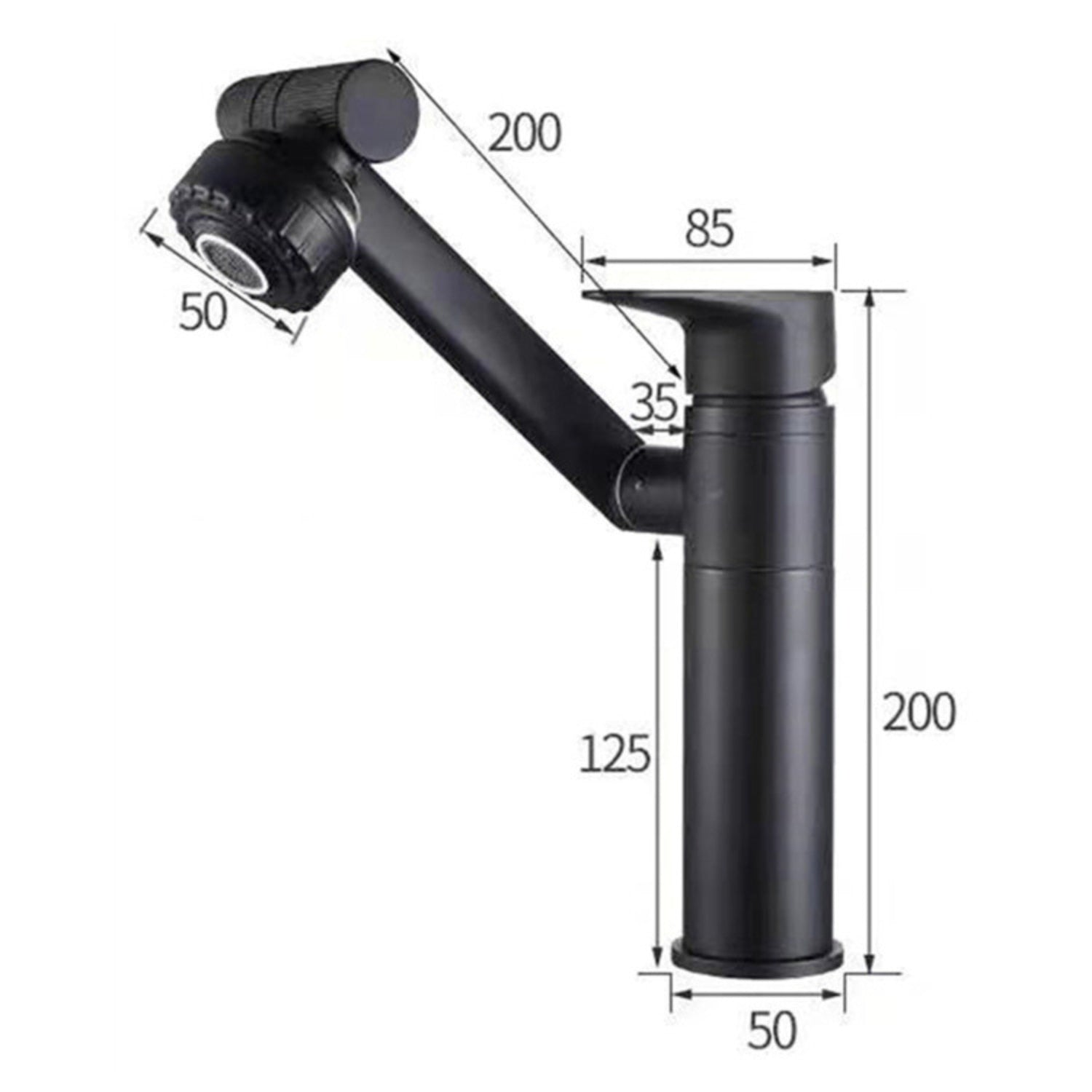 Baterie Sanitara Baie, Capat Flexibil, 360 de grade, Negru