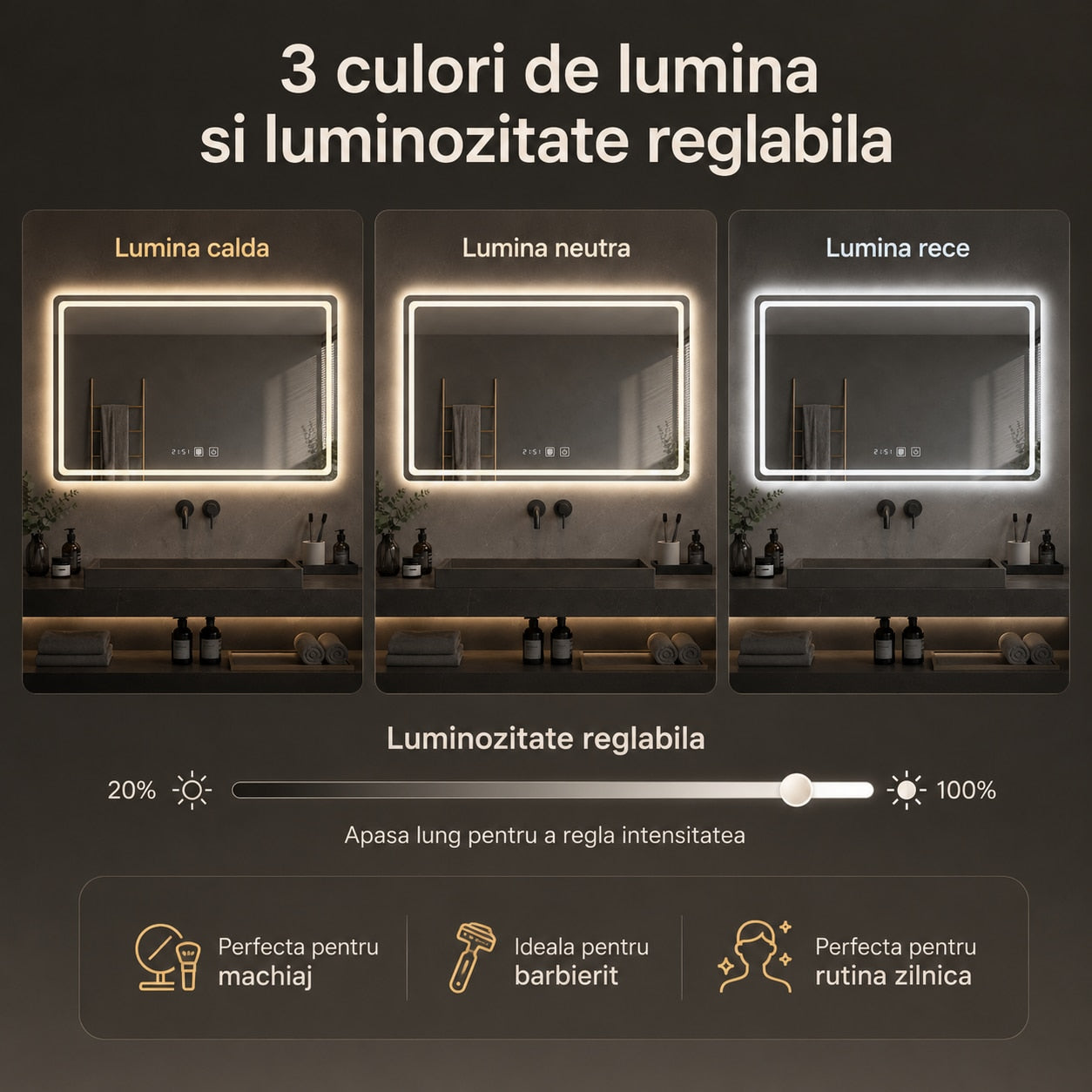 Oglinda LED Baie Smart 70x90 cm - LED perimetral