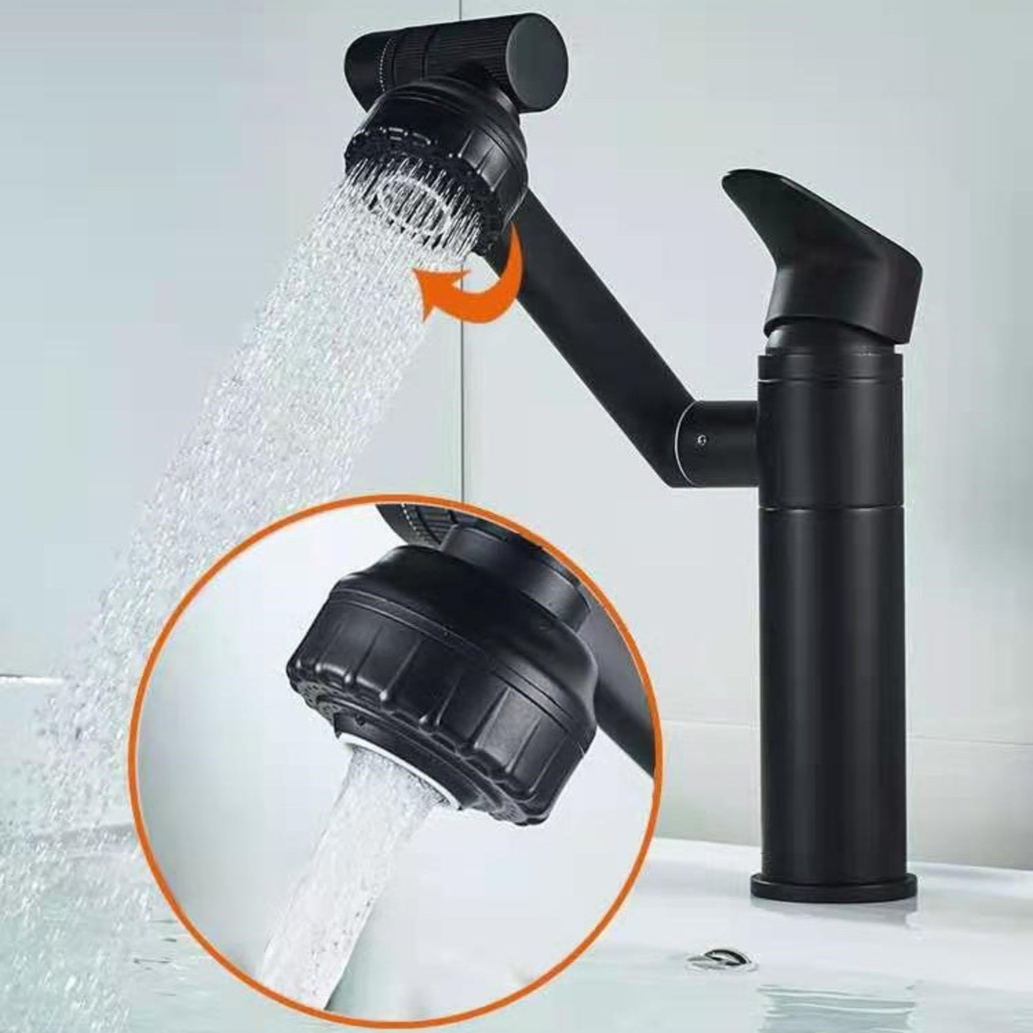 Baterie Sanitara Baie, Capat Flexibil, 360 de grade, Negru
