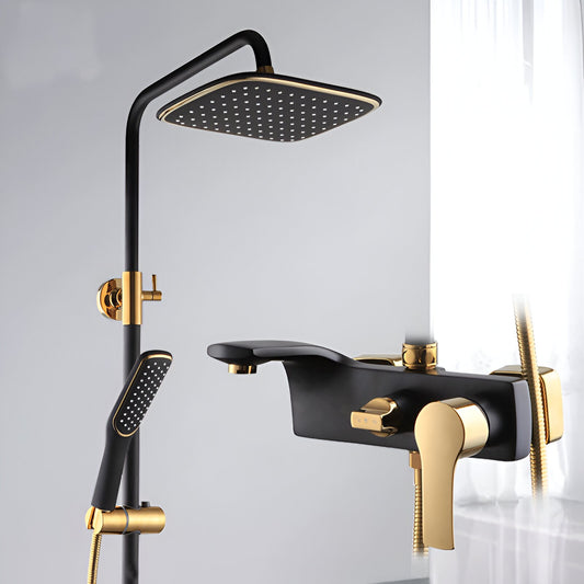 Coloana de Dus Smart,3 Moduri de Pulverizare, Tehnologie de Pulverizare cu Aer, Lumini LED,Auriu Intens Cu Negru