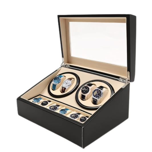 Cutie Depozitare Ceasuri Rotativa Automata, Depozitare pentru 10 ceasuri, Afisaj Premium,Crem