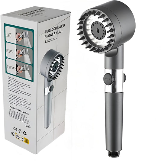 Para Tip Cap de Dus Premium 4 In 1, Buton Oprire-Pornire Jet,3 Moduri Diferite De Presiune si Economisire a Apei,Gri