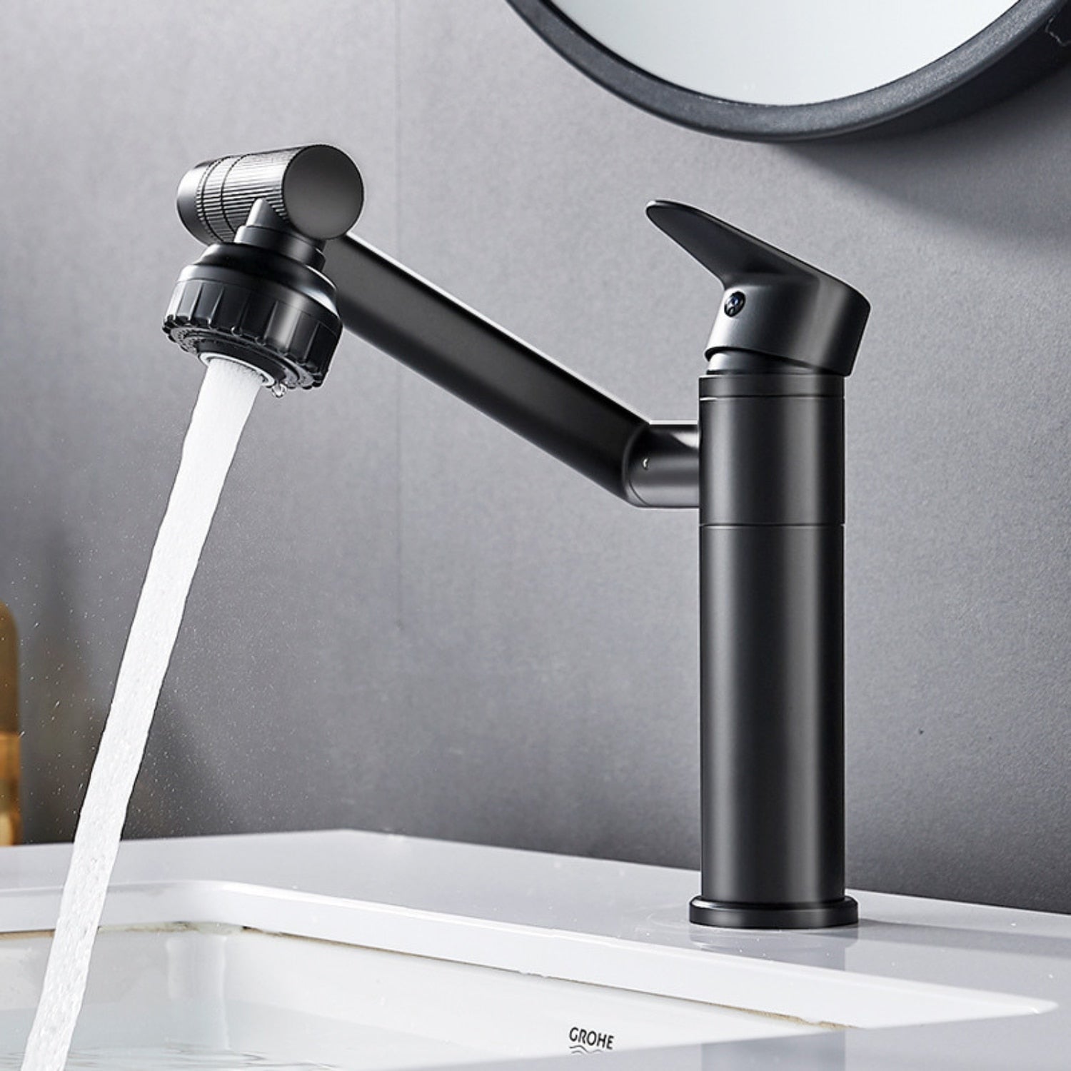 Baterie Sanitara Baie, Capat Flexibil, 360 de grade, Negru