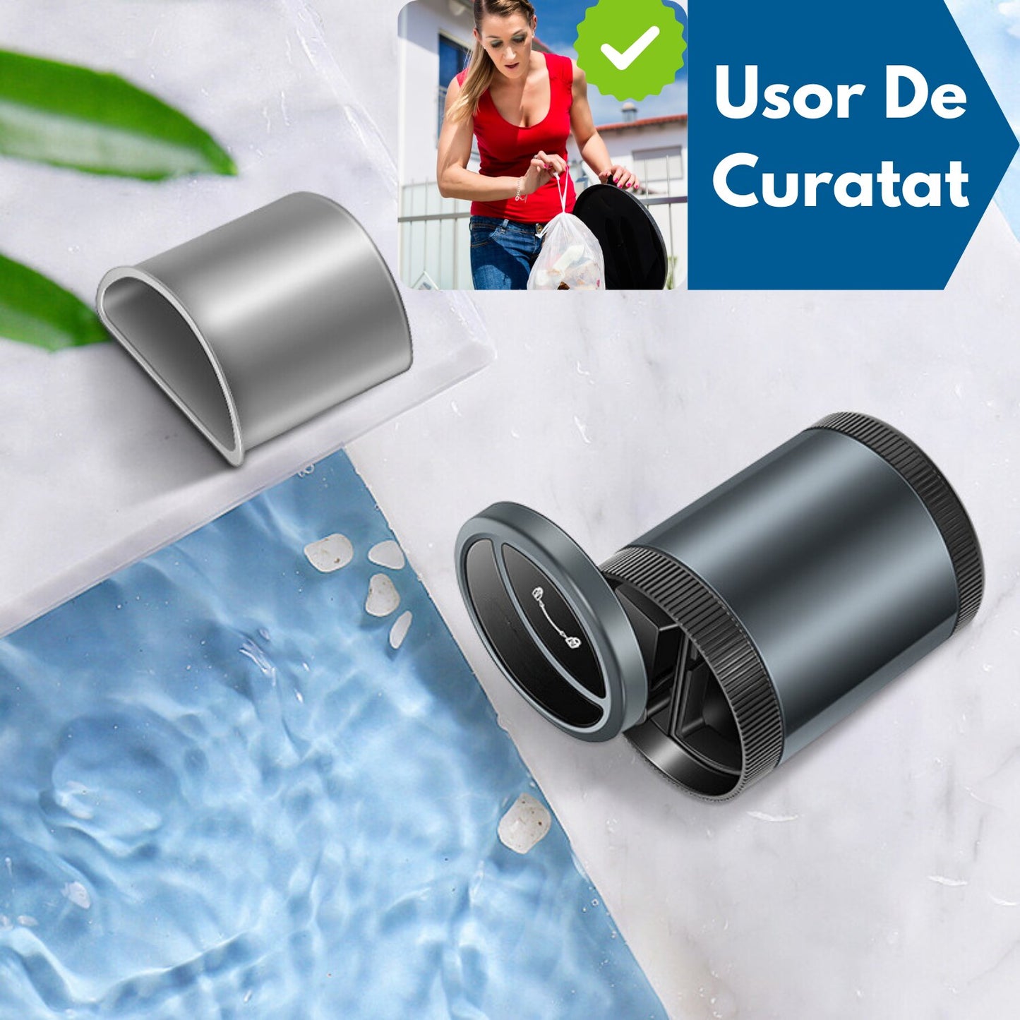 Scrumiera Auto, Deschiderea si inchiderea automata a capacului Cu Senzor, Aliaj aluminiu/ABS,Iluminare LED, Incarcare USB, Negru